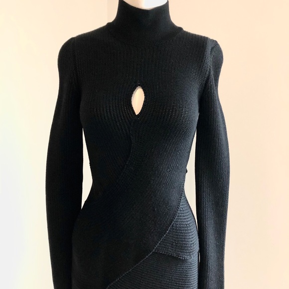 Woman knitted dress skirt top black sweater xs blk - Picture 4 of 8